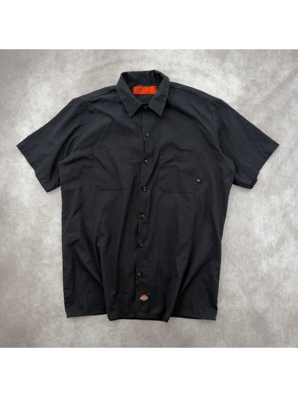 Dickies Black Short Sleeve Button Up Industrial Work Shirt Large Workwear Skater